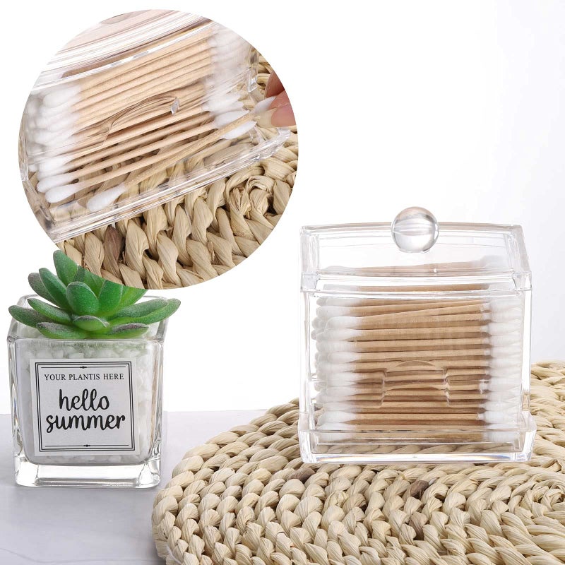 Tbestmax 10oz Qtip Holder Dispenser Big Clear Bathroom Organizer Accessories Decor for Storage-Qtips Cotton Ball Holder Apothecary Jars, Cotton Swabs, Floss Container - Image 5