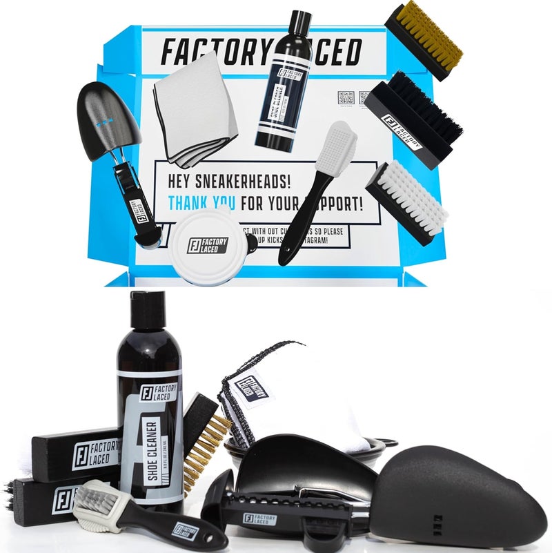 FACTORY LACED Store طقم تنظيف الأحذية - طقم تنظيف كامل للأحذية الرياضية - منظف أحذية لجميع أنواع الأحذية - Image 1