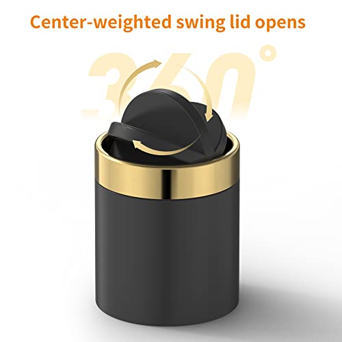 Mbillion Mini Trash Can with Lid, Desktop Small Trash Can Recycling Bin Cute Metal Garbage Can for Tabletop Countertop Use,Stainless Steel 0.4Gal/1.5L Waste Bin for Office Parlor Car Bedroom,Swing Lid Open - Image 2