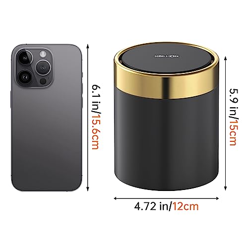 Mbillion Mini Trash Can with Lid, Desktop Small Trash Can Recycling Bin Cute Metal Garbage Can for Tabletop Countertop Use,Stainless Steel 0.4Gal/1.5L Waste Bin for Office Parlor Car Bedroom,Swing Lid Open - Image 5