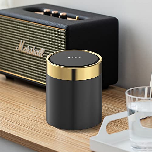 Mbillion Mini Trash Can with Lid, Desktop Small Trash Can Recycling Bin Cute Metal Garbage Can for Tabletop Countertop Use,Stainless Steel 0.4Gal/1.5L Waste Bin for Office Parlor Car Bedroom,Swing Lid Open - Image 4