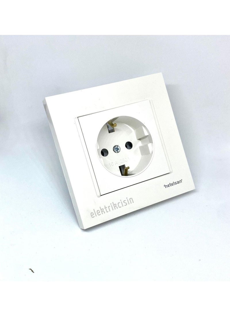 Netelsan - Byobu White Grounded Socket (Including Frame) 1 Piece - Image 1