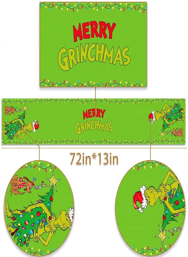 Pudodo Christmas Table Runner Merry Christmas Holiday Season Winter Party Kitchen Xmas Fireplace Dining Room Home Decoration (Green, 13" x 72") - Image 3