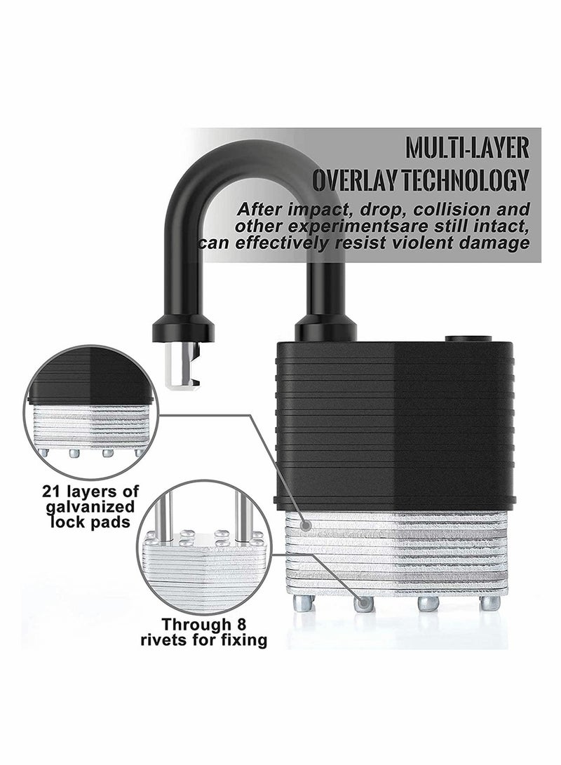 Excefore Padlock with 3 Keys, 2Pcs Key Padlock Weatherproof Outdoor, Waterproof Lock 30mm Heavy Duty Padlocks Anti-Cut, Laminated Steel for Gym Locker, Garage, Fence, Shed, Yard  - Image 4