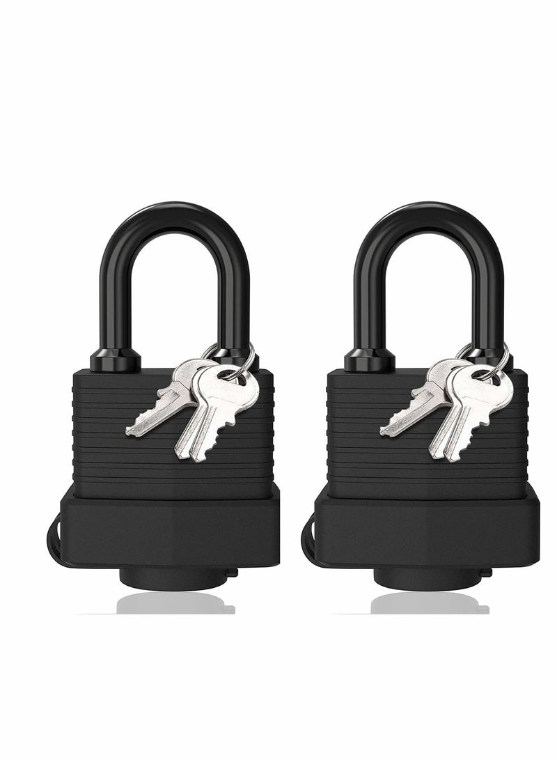 Excefore Padlock with 3 Keys, 2Pcs Key Padlock Weatherproof Outdoor, Waterproof Lock 30mm Heavy Duty Padlocks Anti-Cut, Laminated Steel for Gym Locker, Garage, Fence, Shed, Yard  - Image 1