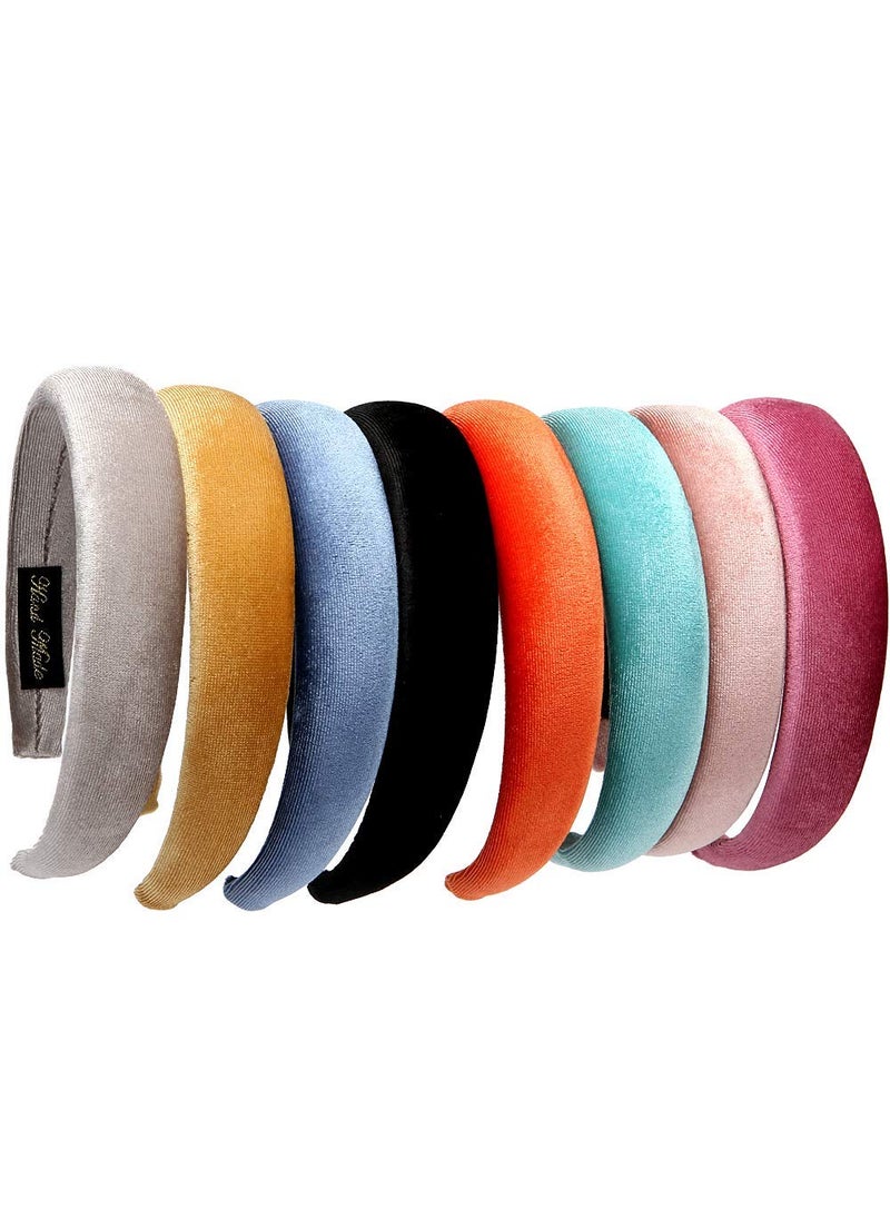 LONEEDY - LONEEDY 8 PCS Hard Headbands 12Inch Velvet Sponge Thick Hairbands DIY Hair Accessories for Women Sponge 8 colors - Image 1