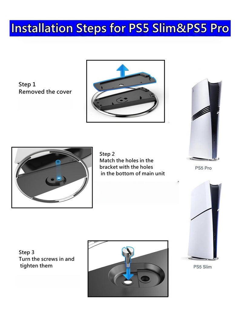 CoolRabbie Vertical Stand for PS5 Pro, Stable Stand for PS5 Pro/Slim Console Disc and Digital, Easy-to-Install Accessories Compatible with PlayStation 5, with a Nice Look, a Sturdy Screw - Image 2