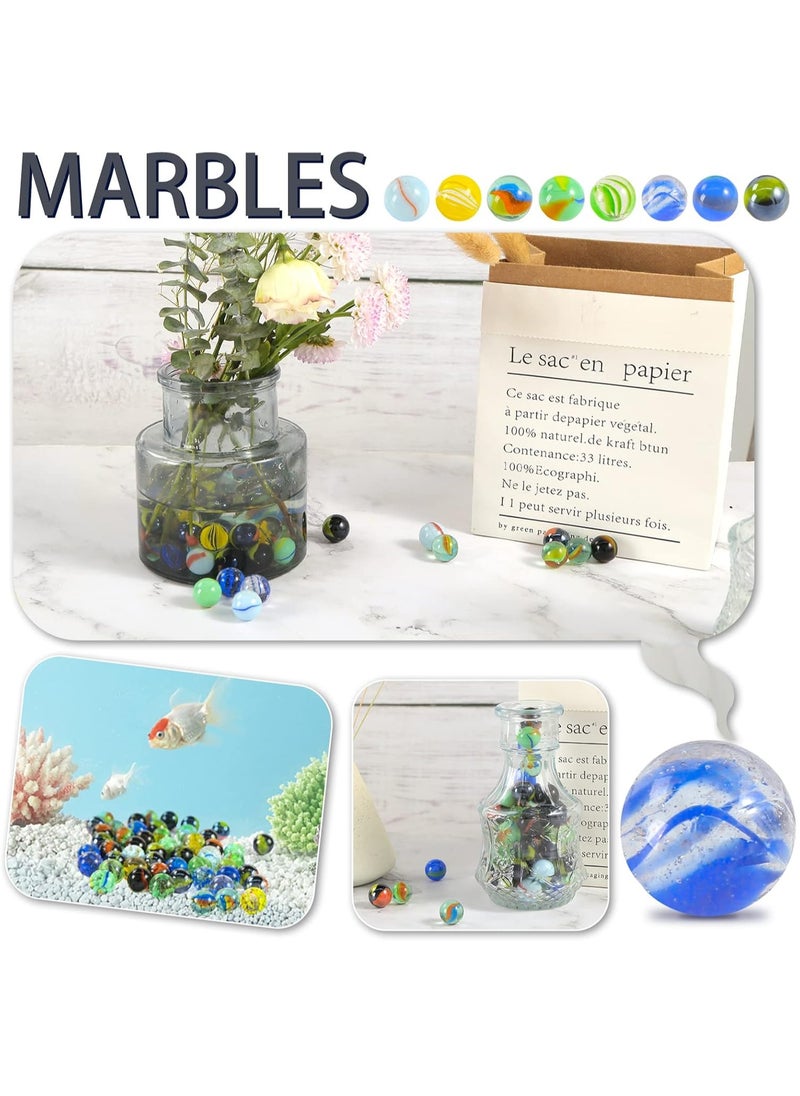 MileMelo 100 Pcs Marbles for Kids Enthusiasts 0.63 inch Small Handmade Glass Marbles Decoration Bulk Set for Marble Game Toy Cool Colored Unique Marbles  - Image 4