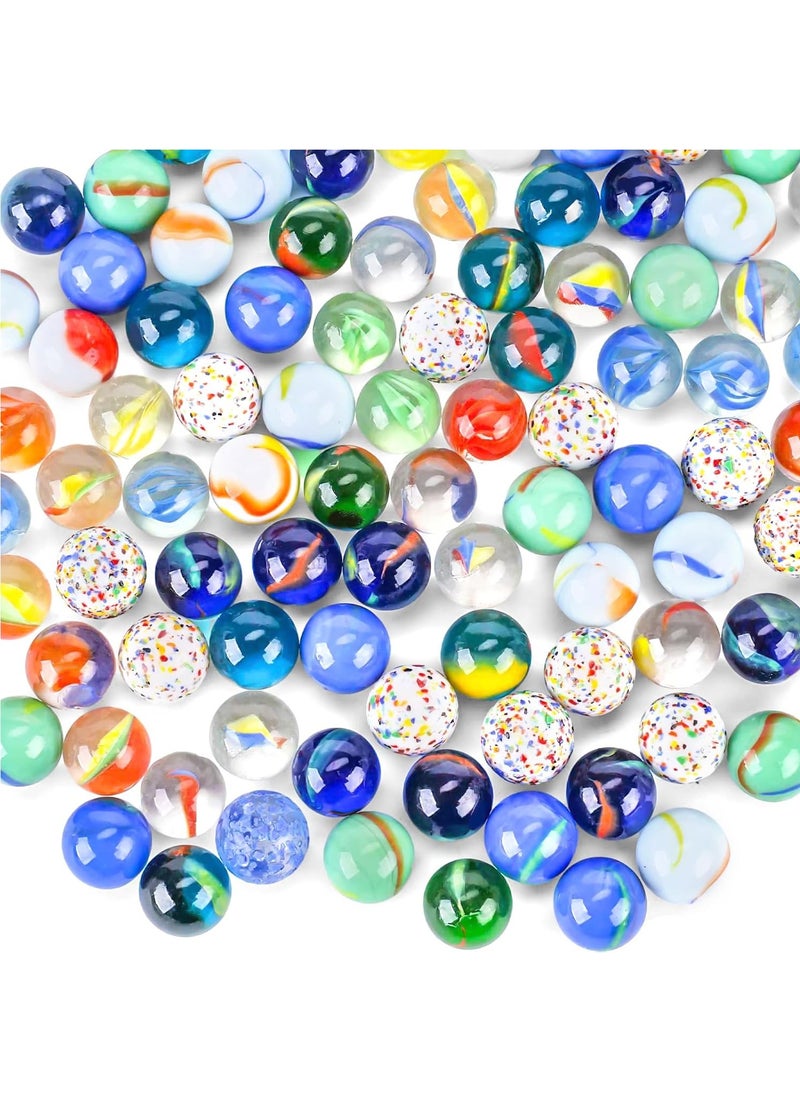 MileMelo 100 Pcs Marbles for Kids Enthusiasts 0.63 inch Small Handmade Glass Marbles Decoration Bulk Set for Marble Game Toy Cool Colored Unique Marbles  - Image 1