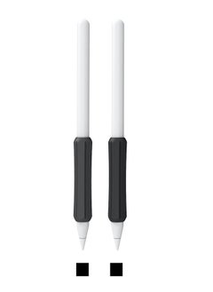 Silicone Grip Holder (2 Pack) for Apple Pencil 2nd Gen /1st Anti-Slip Skin Sleeve Case Compatible with Magnetic Charging and Double Tap (Black)