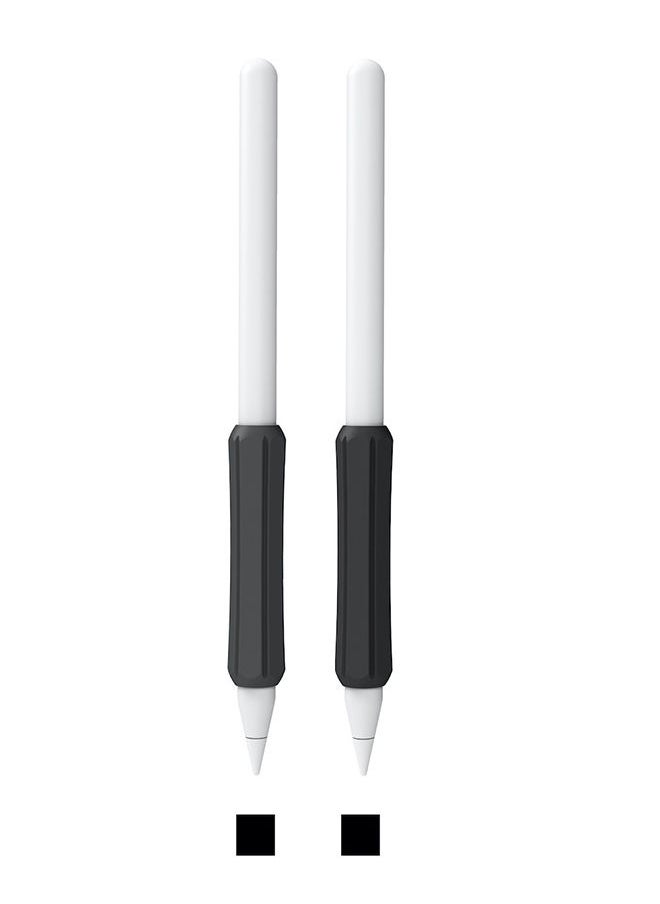 O Ozone - Silicone Grip Holder (2 Pack) for Apple Pencil 2nd Gen /1st Anti-Slip Skin Sleeve Case Compatible with Magnetic Charging and Double Tap (Black) - Image 1