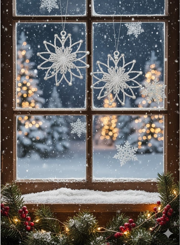 Decorative Flower for Tree & Home Décor – 2-Piece Set – White Shimmer - Image 2