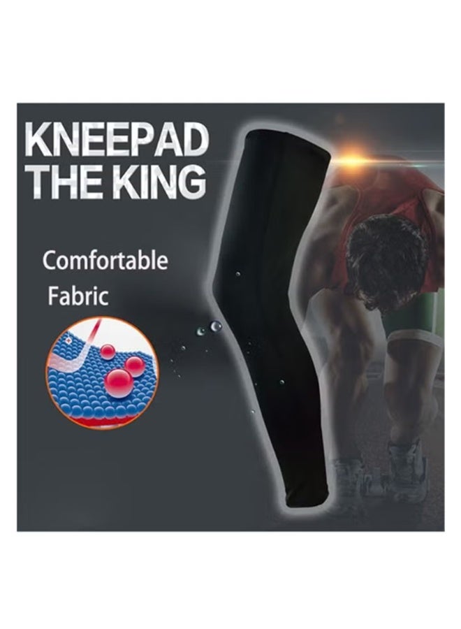 YJ 2-Piece Sports Running Knee Pad, Thigh High Compression Stockings Footless for Running Basketball Reduce Varicose Veins and Swelling Black - Image 5