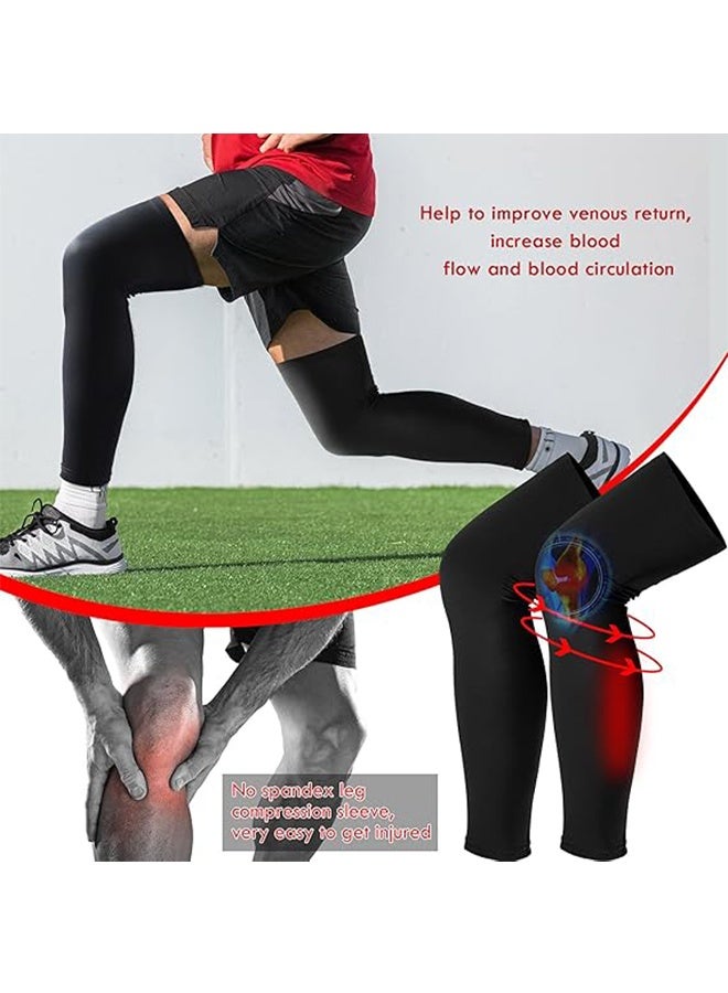 YJ 2-Piece Sports Running Knee Pad, Thigh High Compression Stockings Footless for Running Basketball Reduce Varicose Veins and Swelling Black - Image 3