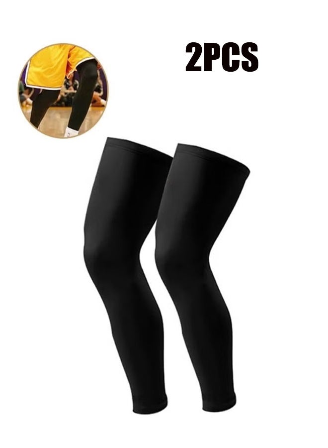 YJ 2-Piece Sports Running Knee Pad, Thigh High Compression Stockings Footless for Running Basketball Reduce Varicose Veins and Swelling Black - Image 1