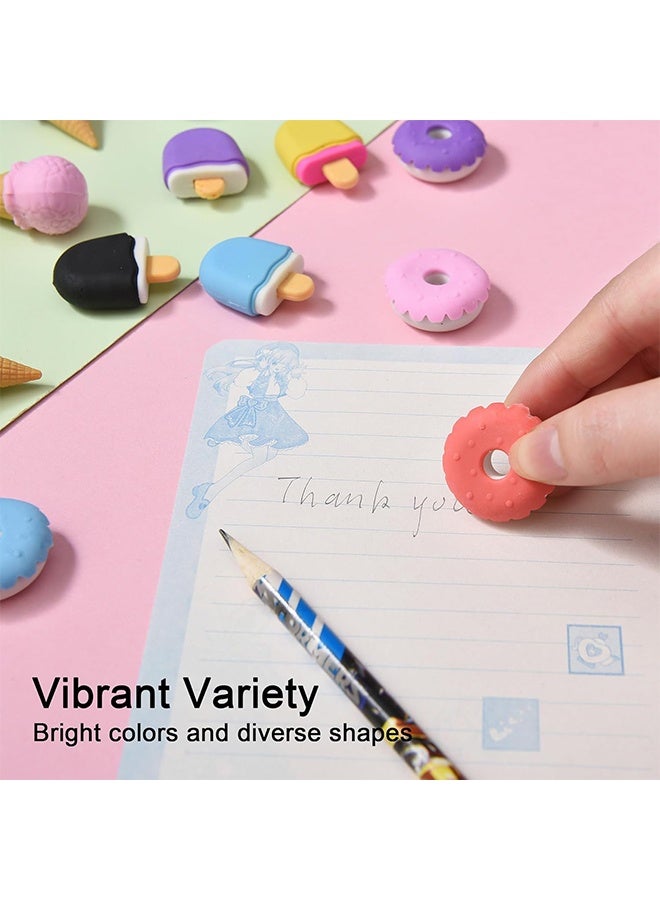 كوانتوم 16 قطعة من ممحاة الآيس كريم، ممحاة بأشكال طعام لطيفة ومرحة، ممحاة كرتونية إبداعية للحلويات، لوازم تعليمية للأطفال في المدارس - Image 4