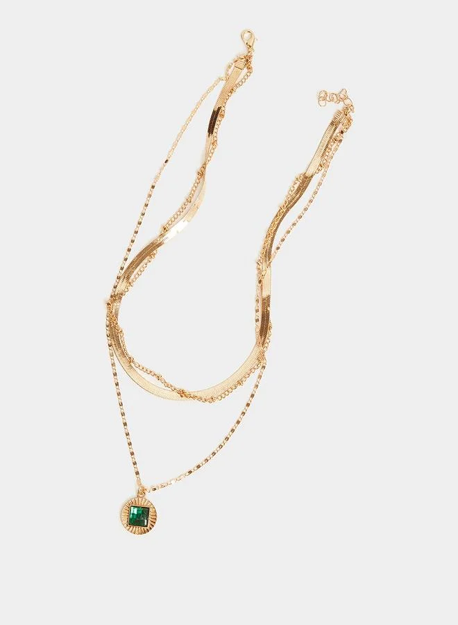 ستايلي Drop Gem Layered Necklace