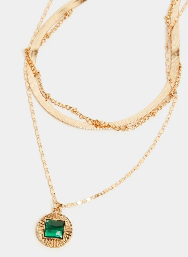 ستايلي Drop Gem Layered Necklace