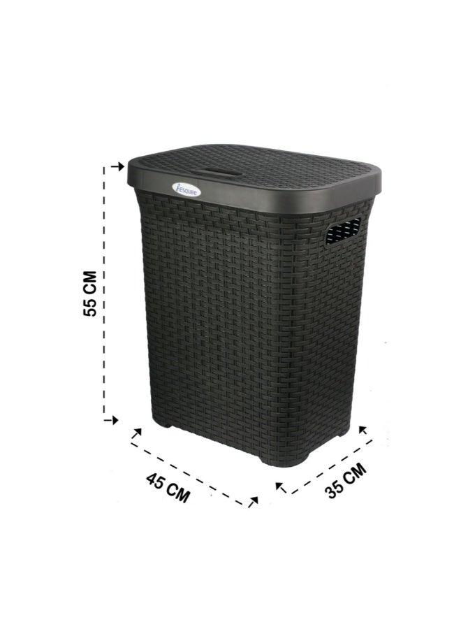 Laundry Basket with Lid 50L Capacity Black - Image 3