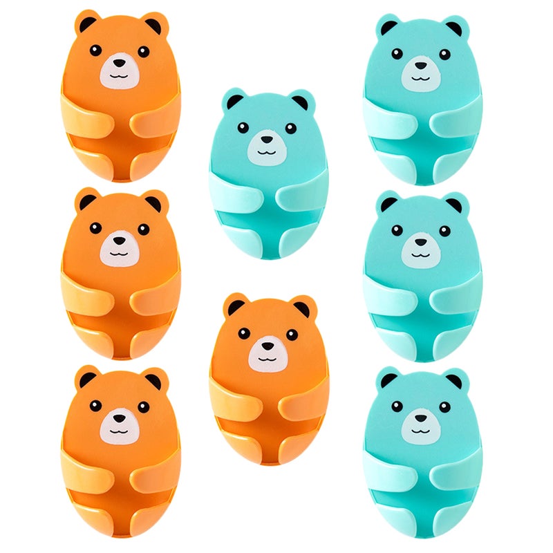8pcs Cute Bear Hooks No Drill Wall Mounted Plug Hook Adhesive Plug Organizer For Kitchen Bedroom Living Room Office - Image 4