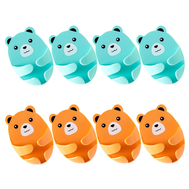 8pcs Cute Bear Hooks No Drill Wall Mounted Plug Hook Adhesive Plug Organizer For Kitchen Bedroom Living Room Office - Image 2