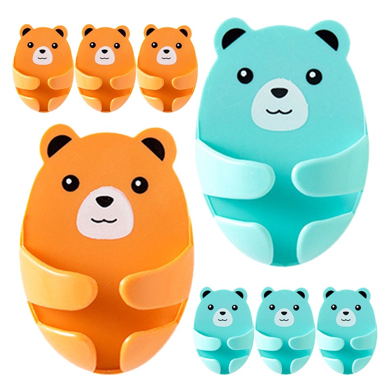 8pcs Cute Bear Hooks No Drill Wall Mounted Plug Hook Adhesive Plug Organizer For Kitchen Bedroom Living Room Office - Image 3