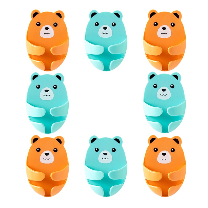 8pcs Cute Bear Hooks No Drill Wall Mounted Plug Hook Adhesive Plug Organizer For Kitchen Bedroom Living Room Office - Image 1
