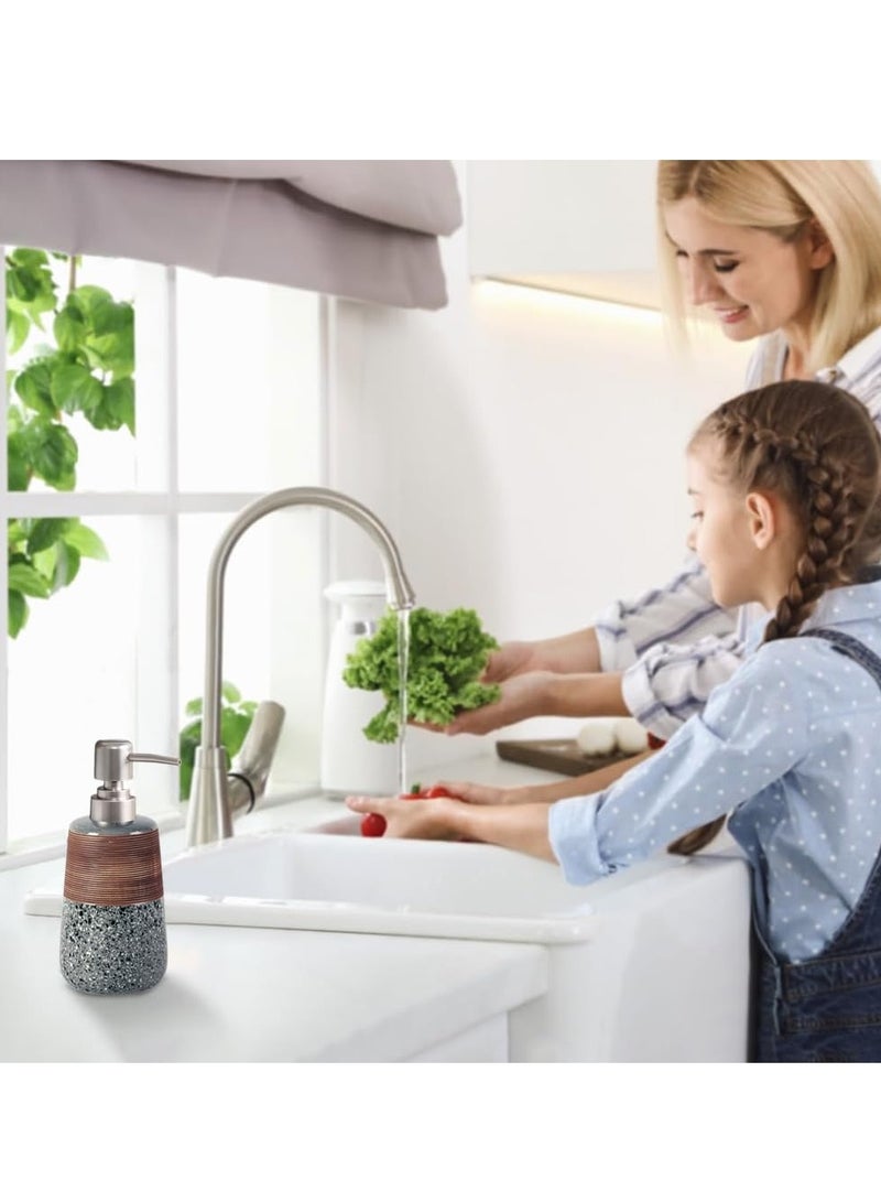 SYOSI موزع صابون يدوي، موزع صابون سيراميك سعة 14.2 أونصة مع مضخة فضية، موزع صابون سائل وكريم قابل لإعادة التعبئة، ديكور حديث للحمام، مناسب للمطبخ، أبيض - Image 3