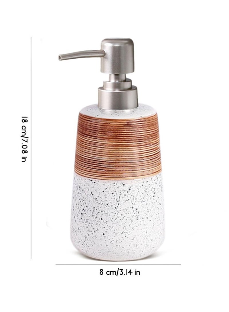 SYOSI موزع صابون يدوي، موزع صابون سيراميك سعة 14.2 أونصة مع مضخة فضية، موزع صابون سائل وكريم قابل لإعادة التعبئة، ديكور حديث للحمام، مناسب للمطبخ، أبيض - Image 5