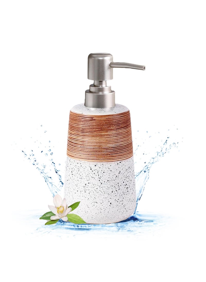 SYOSI موزع صابون يدوي، موزع صابون سيراميك سعة 14.2 أونصة مع مضخة فضية، موزع صابون سائل وكريم قابل لإعادة التعبئة، ديكور حديث للحمام، مناسب للمطبخ، أبيض - Image 1