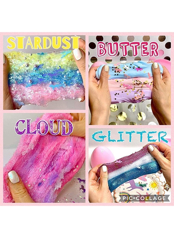 Beauenty - Slime Making Kit for Girls Boys - Diy Slime Toys Gifts for Kids Fluffy Cloud Foam Squish Glitter Slime Making Kits with with Unicorn Charms ! Slime Kits for Girls and Boys 6 year+ (style 1) - Image 1