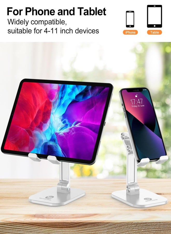 OCYCLONE Phone Stand, Adjustable Height and Angle Cell Phone Stand for Desk Foldable Holder, Taller iPhone Stand Compatible 4-11 Inch All Mobile Phone/iPad/Tablet - White - Image 4