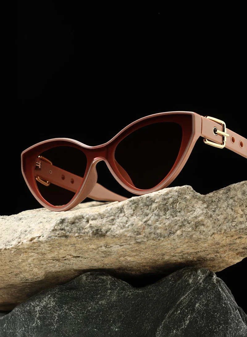 صوص هاوت نظارة شمسية بإطار على شكل عين القط كامل الحواف مع حماية من الأشعة الشمسية للنساء