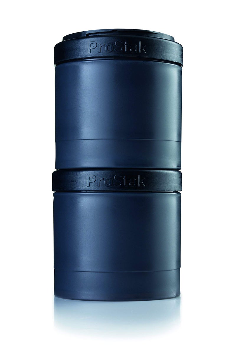 BlenderBottle بريندر بوتل بروستاك توست ن' لوك حاويات تخزين توسيع 2-باك مع صينية حبوب، أسود بالكامل - Image 1