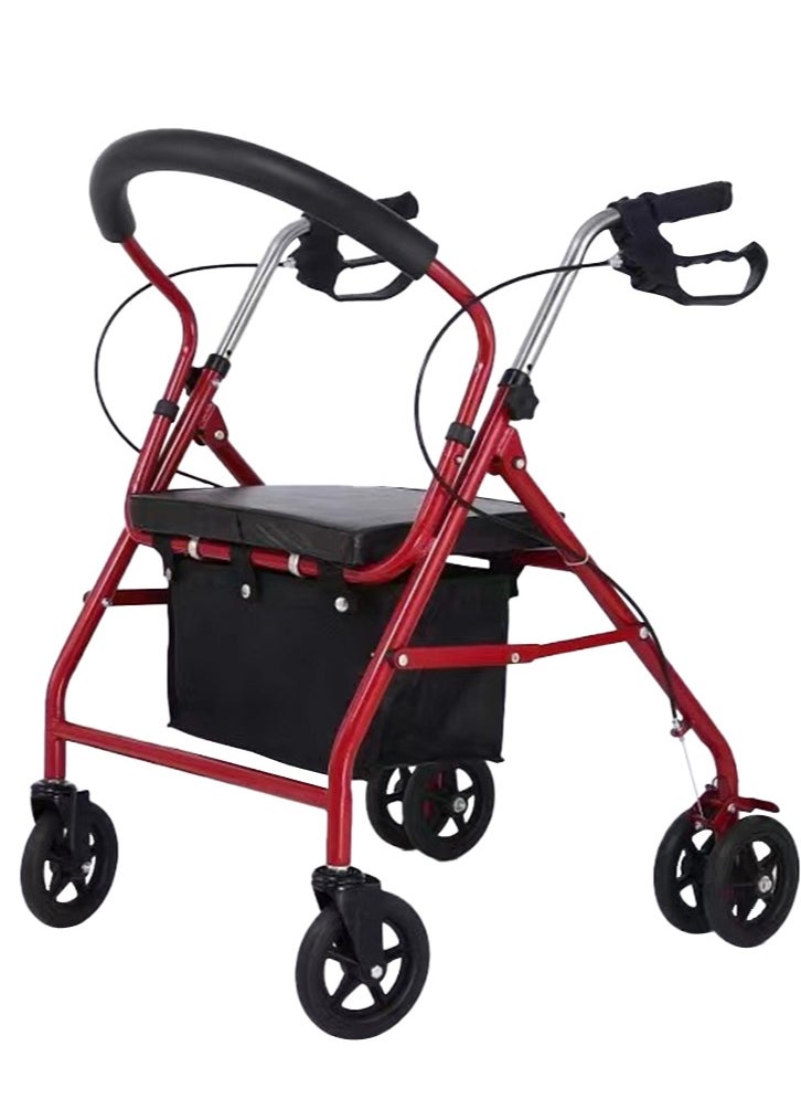 XiuWoo Lightweight Foldable Outdoor Walker, All Terrain Mobility Walker, Six Wheel Rollator, Shipping Cart for Seniors with Seat, Storage Box and with 6 Solid Rubber Tires  - Image 1