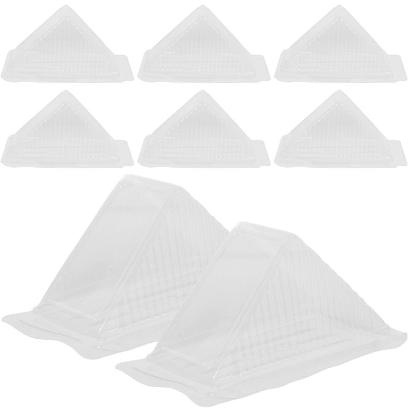 200 Pcs Disposable Plastic Triangle Sandwich Boxes With Lid For Cake Slices Bakery Packing - Image 2