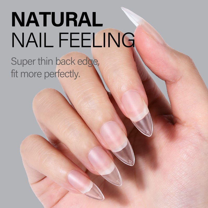 AILLSA Almond Full Cover Nail Tips Upgraded Matte Prefiled Gel Nails Tips False Gelly Press on Soft Nail Tip Medium Almond Shaped Nails for Nail Extensions DIY Holiday Gift (240Pcs 10 Sizes) - Image 3