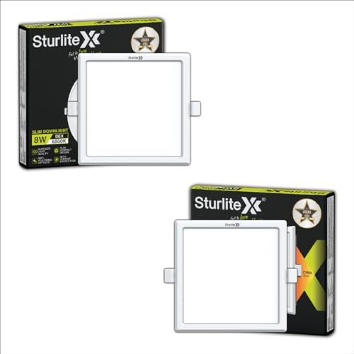 Sturlite Dex 8W Square LED Downlight| Cool White Color Temperature| 800 Lumens with CRI Tech for Various Ceiling Types and Rooms - (Pack of 2) - Image 1