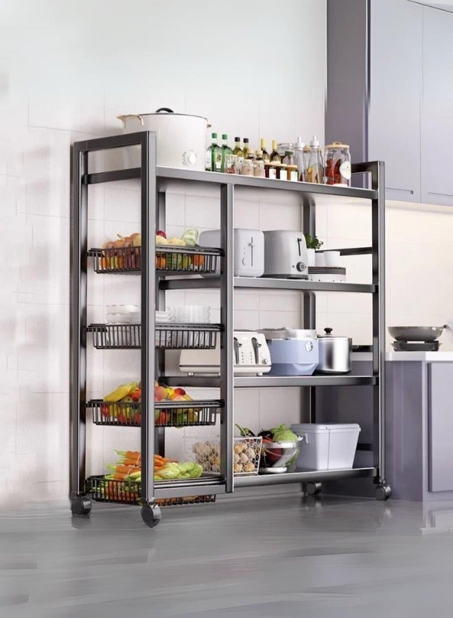 SHEE ONE 4-Tier Metal Storage Rack with Heavy Duty Adjustable Wheels for Kitchen and Home - Image 1