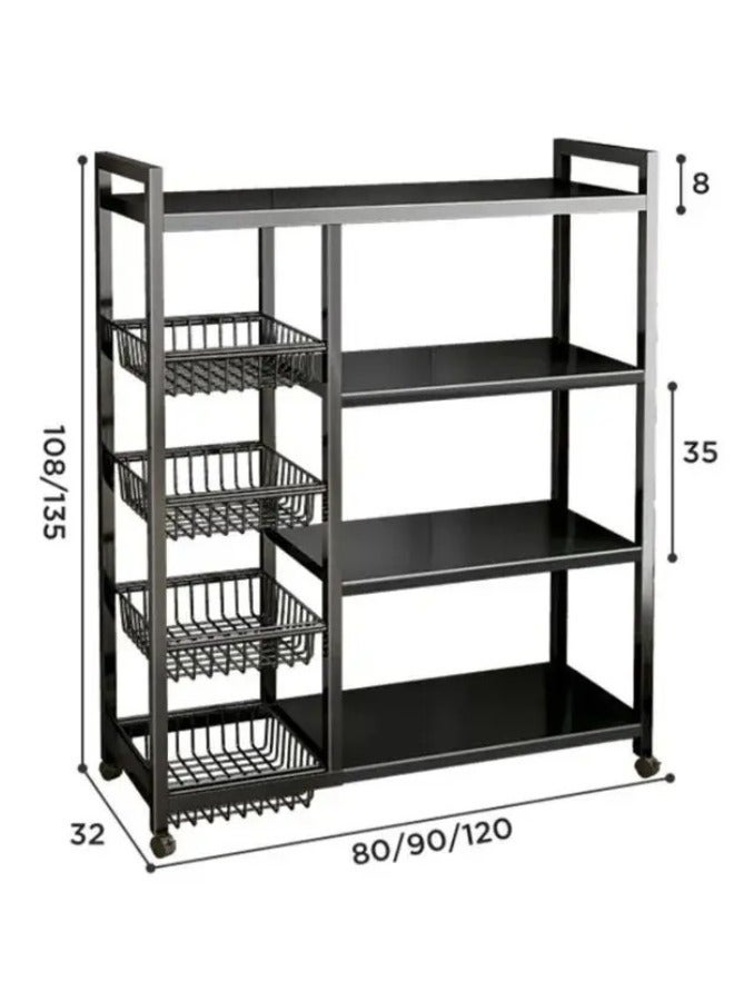 SHEE ONE 4-Tier Metal Storage Rack with Heavy Duty Adjustable Wheels for Kitchen and Home - Image 4