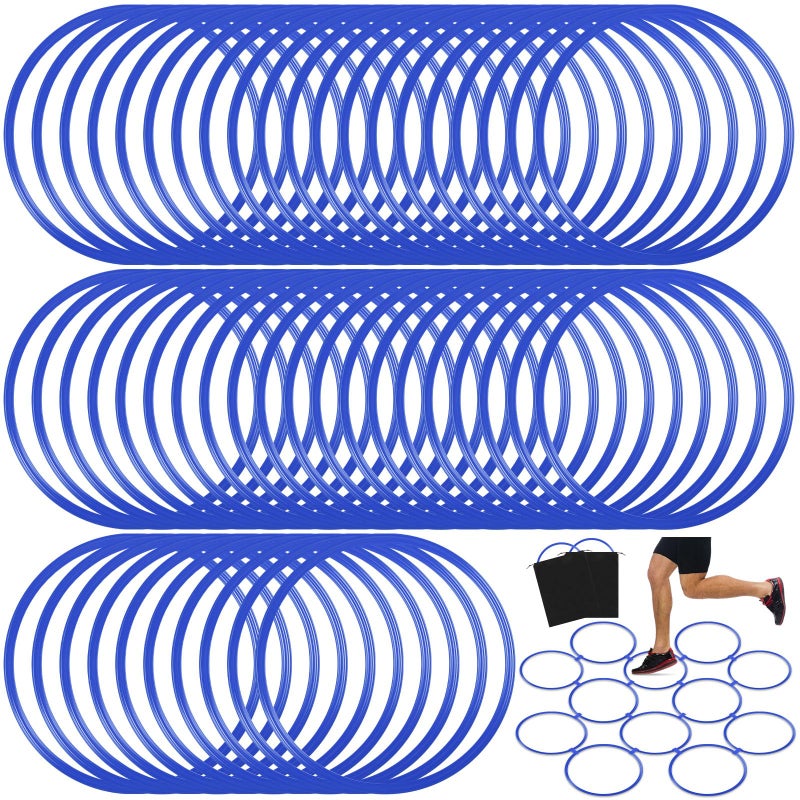 Shappy 50 Pcs Agility Rings with Storage Bags 15 Inch Agility Training Rings Hoop Exercise Ring Plastic Speed Rings Jumping Hoops for Sports Soccer Football Gymnastics Practice Games (Blue) - Image 1