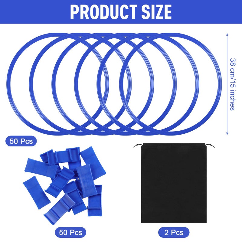 Shappy 50 Pcs Agility Rings with Storage Bags 15 Inch Agility Training Rings Hoop Exercise Ring Plastic Speed Rings Jumping Hoops for Sports Soccer Football Gymnastics Practice Games (Blue) - Image 2