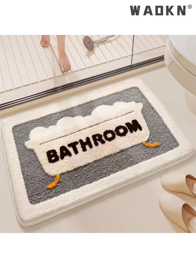 WAOKN Bathroom Rug Ultra Soft Microfiber Bathroom Mats Extra Absorbent Bath Rugs Machine Washable/Dry, Non-Slip Bathroom Carpet for Tub Bathroom and Shower Anti-slip bath mat（50*80 cm）  - Image 1