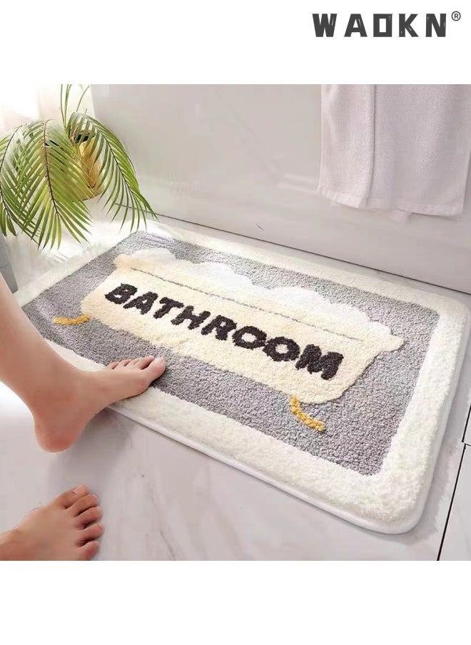 WAOKN Bathroom Rug Ultra Soft Microfiber Bathroom Mats Extra Absorbent Bath Rugs Machine Washable/Dry, Non-Slip Bathroom Carpet for Tub Bathroom and Shower Anti-slip bath mat（50*80 cm）  - Image 3