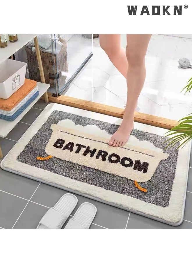 WAOKN Bathroom Rug Ultra Soft Microfiber Bathroom Mats Extra Absorbent Bath Rugs Machine Washable/Dry, Non-Slip Bathroom Carpet for Tub Bathroom and Shower Anti-slip bath mat（50*80 cm）  - Image 5