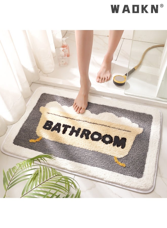 WAOKN Bathroom Rug Ultra Soft Microfiber Bathroom Mats Extra Absorbent Bath Rugs Machine Washable/Dry, Non-Slip Bathroom Carpet for Tub Bathroom and Shower Anti-slip bath mat（50*80 cm）  - Image 4