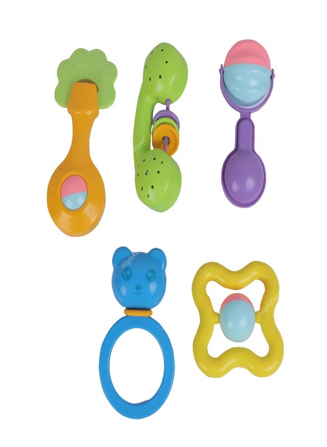 HighRoof Plastic Colorful Non Toxic BPA Free Shake & Grab Rattles and Soothing Teethers for Babies & Infants, Early Age Toys for Kids (Pack of 7, Multicolor) - Image 2