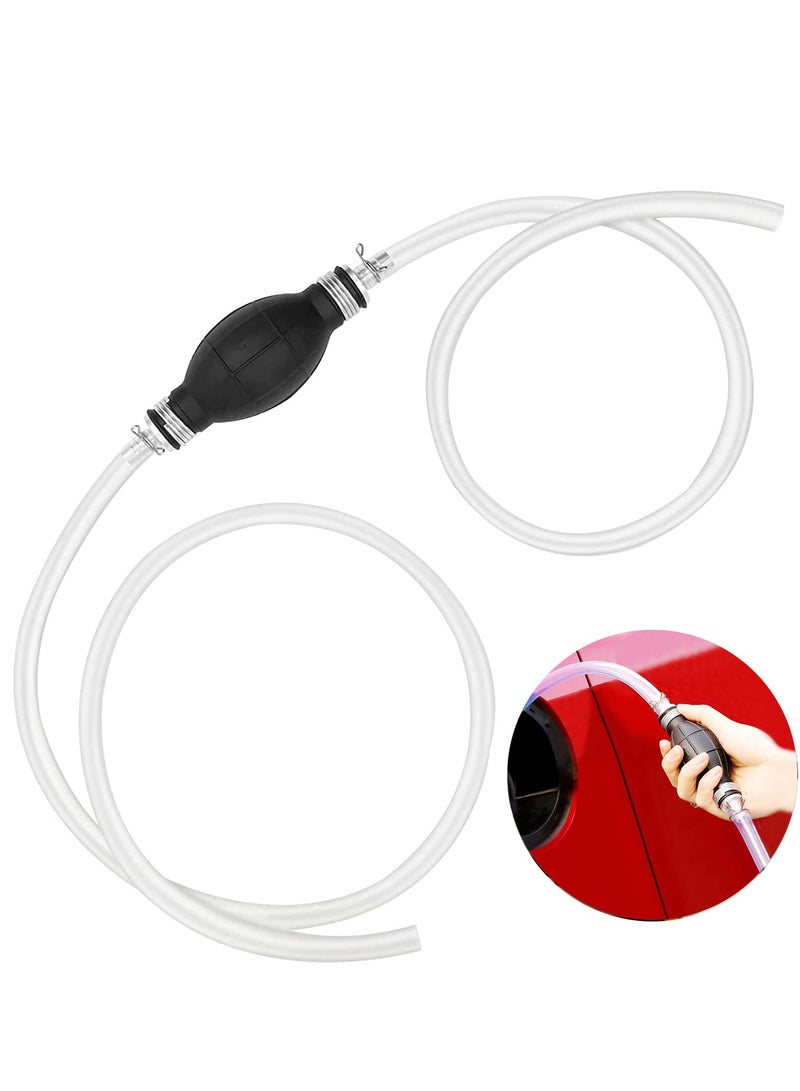 Generic Siphon Fuel Transfer Pump Hand Transfer Fuel Pump with 8mm Primer Fuel Line Hose for Gasoline/Fuel/Liquid/Water Transfer (White Hose 2m)  - Image 1