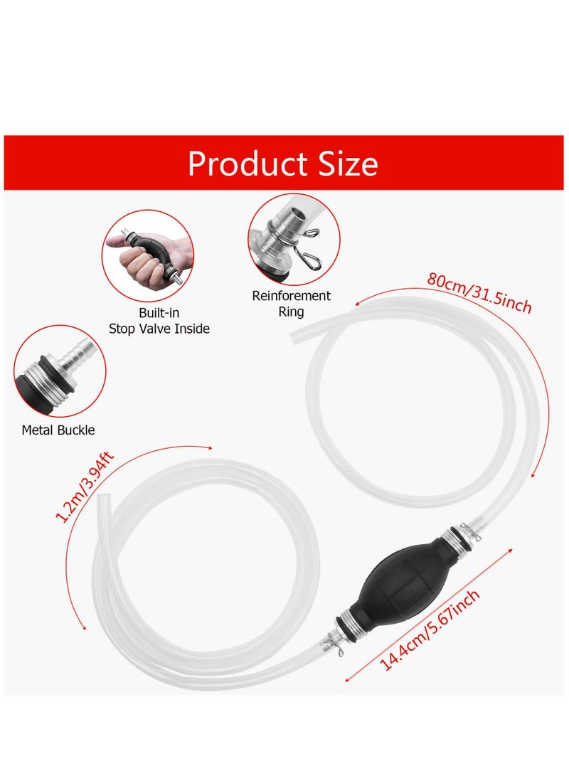 Generic Siphon Fuel Transfer Pump Hand Transfer Fuel Pump with 8mm Primer Fuel Line Hose for Gasoline/Fuel/Liquid/Water Transfer (White Hose 2m)  - Image 2