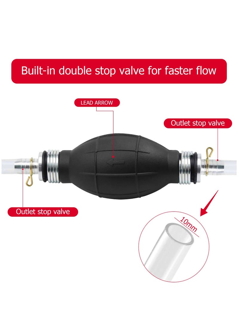 Generic Siphon Fuel Transfer Pump Hand Transfer Fuel Pump with 8mm Primer Fuel Line Hose for Gasoline/Fuel/Liquid/Water Transfer (White Hose 2m)  - Image 3